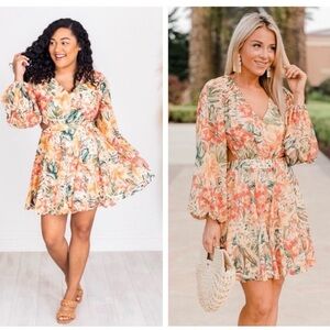 Pink Lily Floral Long Sleeve Dress